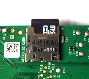 The model B+ uses micro SD cards.